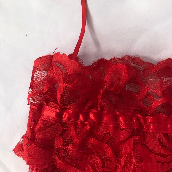 Vintage Red Sheer Lace Christmas Holiday Stocking with Bow - Picture 9 of 11